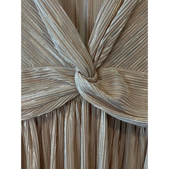 Sabina Musayev Adi Pearl Blush Metallic Pleated Mini Dress Size L - Picture 6 of 13